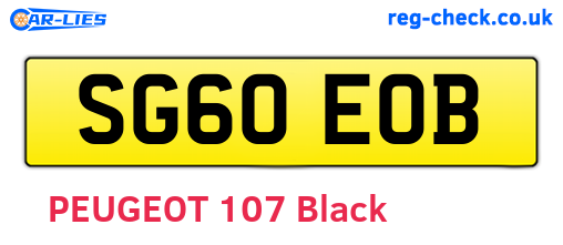 SG60EOB are the vehicle registration plates.