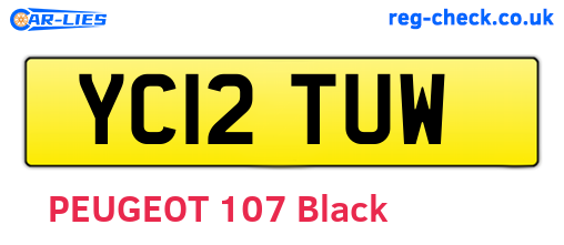 YC12TUW are the vehicle registration plates.