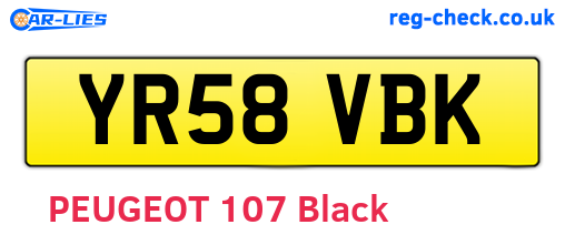 YR58VBK are the vehicle registration plates.