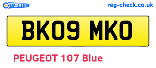 BK09MKO are the vehicle registration plates.