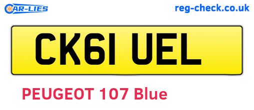 CK61UEL are the vehicle registration plates.