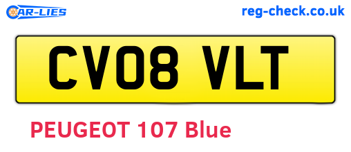 CV08VLT are the vehicle registration plates.
