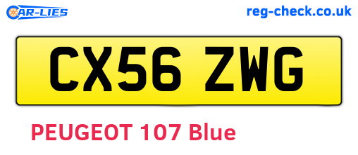 CX56ZWG are the vehicle registration plates.