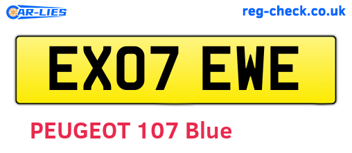EX07EWE are the vehicle registration plates.