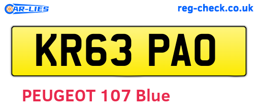 KR63PAO are the vehicle registration plates.