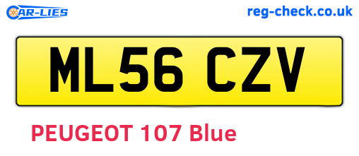 ML56CZV are the vehicle registration plates.