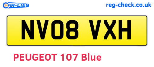 NV08VXH are the vehicle registration plates.