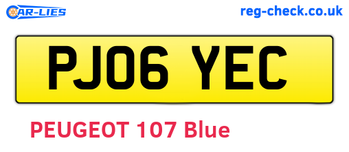 PJ06YEC are the vehicle registration plates.