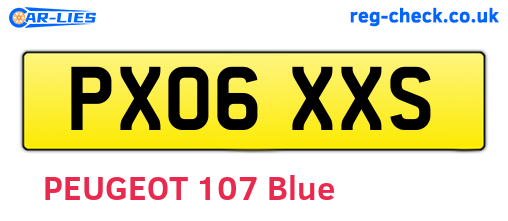 PX06XXS are the vehicle registration plates.