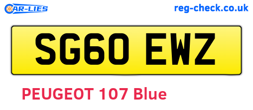 SG60EWZ are the vehicle registration plates.