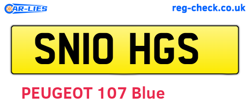 SN10HGS are the vehicle registration plates.