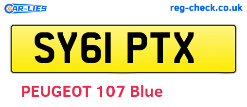 SY61PTX are the vehicle registration plates.