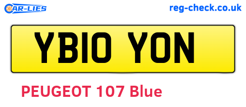 YB10YON are the vehicle registration plates.