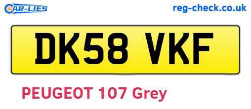 DK58VKF are the vehicle registration plates.