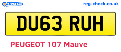 DU63RUH are the vehicle registration plates.