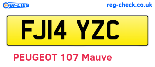 FJ14YZC are the vehicle registration plates.