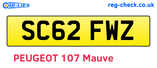 SC62FWZ are the vehicle registration plates.