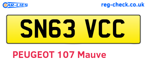SN63VCC are the vehicle registration plates.