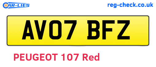 AV07BFZ are the vehicle registration plates.