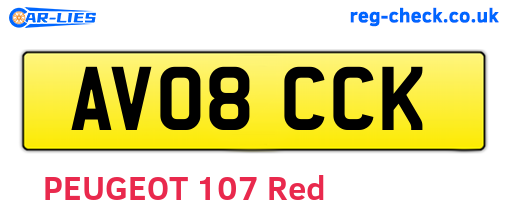 AV08CCK are the vehicle registration plates.