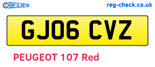 GJ06CVZ are the vehicle registration plates.
