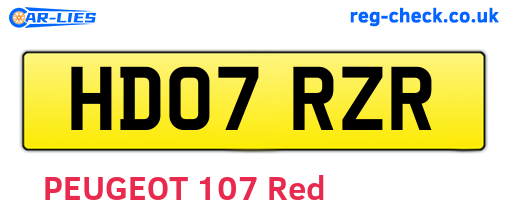 HD07RZR are the vehicle registration plates.