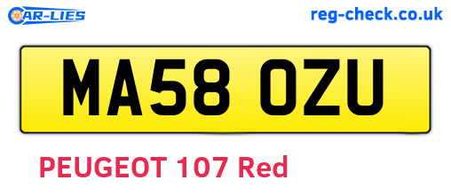 MA58OZU are the vehicle registration plates.