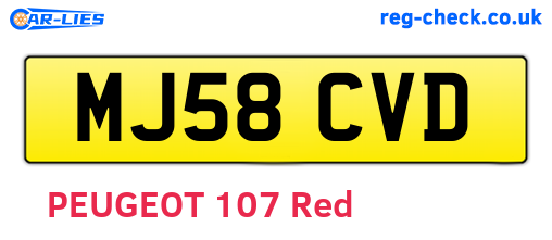MJ58CVD are the vehicle registration plates.