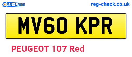 MV60KPR are the vehicle registration plates.