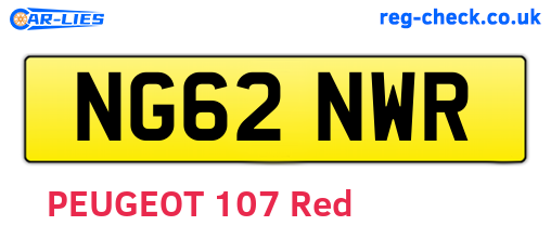 NG62NWR are the vehicle registration plates.