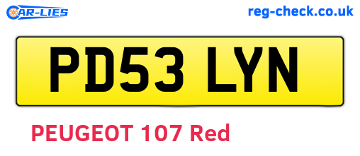 PD53LYN are the vehicle registration plates.