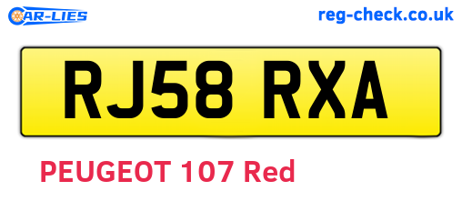 RJ58RXA are the vehicle registration plates.