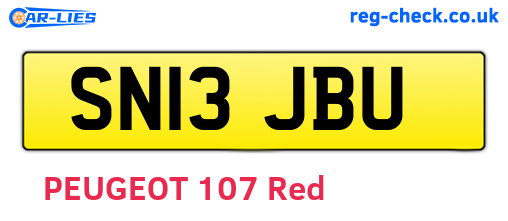SN13JBU are the vehicle registration plates.