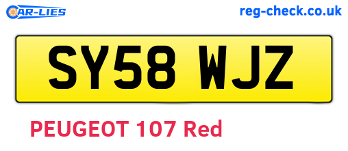 SY58WJZ are the vehicle registration plates.