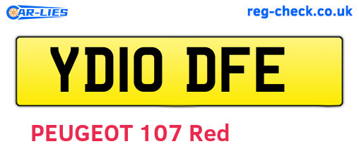 YD10DFE are the vehicle registration plates.