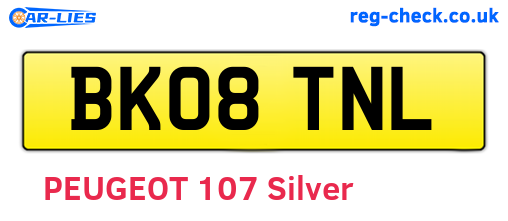 BK08TNL are the vehicle registration plates.