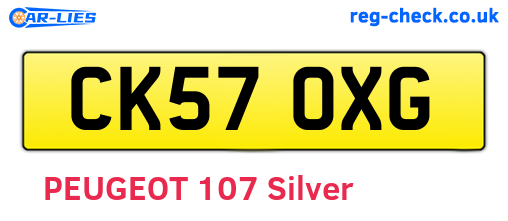 CK57OXG are the vehicle registration plates.
