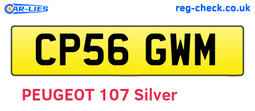 CP56GWM are the vehicle registration plates.