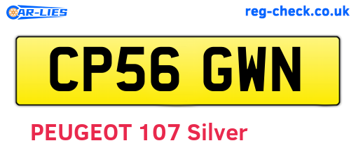 CP56GWN are the vehicle registration plates.