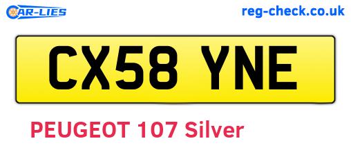 CX58YNE are the vehicle registration plates.