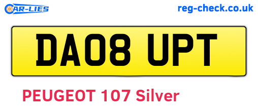 DA08UPT are the vehicle registration plates.