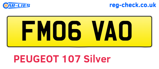 FM06VAO are the vehicle registration plates.