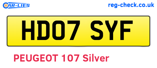 HD07SYF are the vehicle registration plates.
