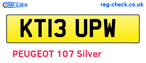 KT13UPW are the vehicle registration plates.