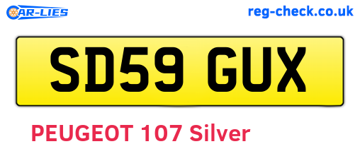SD59GUX are the vehicle registration plates.