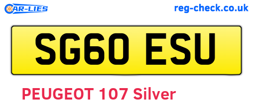 SG60ESU are the vehicle registration plates.