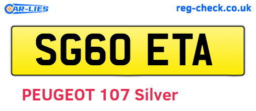 SG60ETA are the vehicle registration plates.