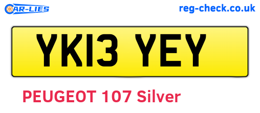 YK13YEY are the vehicle registration plates.