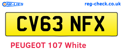 CV63NFX are the vehicle registration plates.