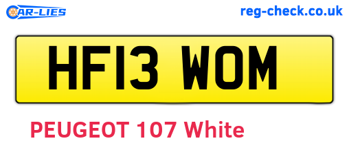 HF13WOM are the vehicle registration plates.